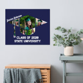 Moderne Marine Blauw Afstuderen Cap Fotocollage Poster