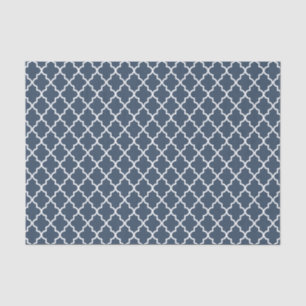 Moderne Marine Blauw en Wit Marokkaanse Quatrefoil Tissuepapier