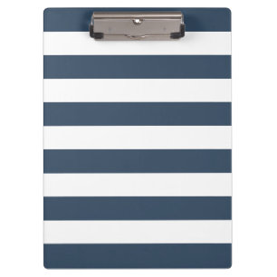 Moderne Marine Blauw en Wit Vetgedrukte Strepen Pa Klembord