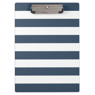 Moderne Marine Blauw en Wit Vetgedrukte Strepen Pa Klembord