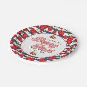 Moderne Marine Blauw en Witte Strepen Berry First Papieren Bordje (Gekanteld)