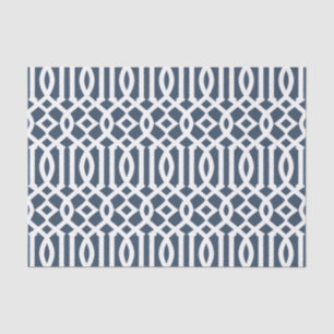 Moderne Marine Blauw Marokkaanse Trellis Patroon Tissuepapier