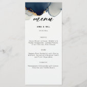 Moderne Marine Blauw Zomer Strand Romantische Brui Menu (Voorkant)