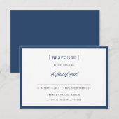 Moderne Marine Blauwe Grens Monogram Huwelijk RSVP Kaartje (Voorkant / Achterkant)