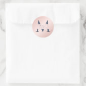 Moderne Marine Blush Monogram bruiloft gunst dank  Ronde Sticker (Tas)