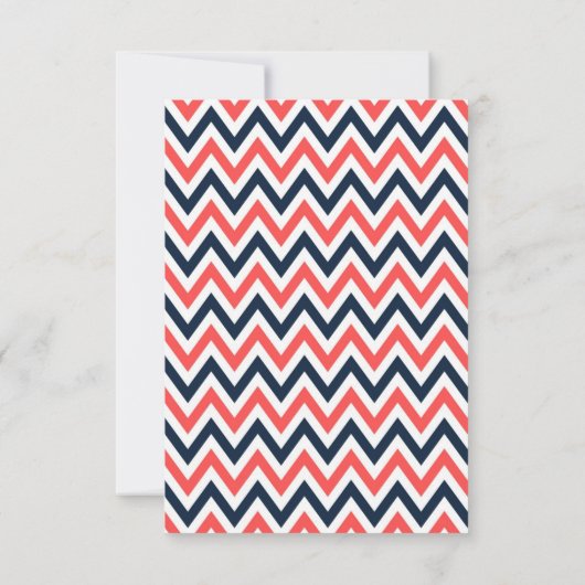 Moderne marine & Coral Chevron & Lovevogels RSVP (Achterkant)