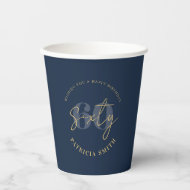 Moderne marine Elegant 60th Birthday Papieren Bekers