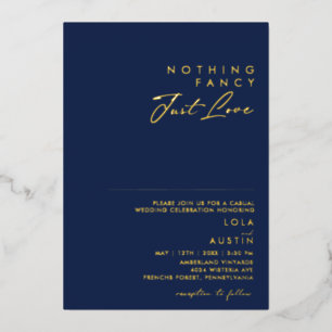 Moderne marine en goud, niets gewoons, gewoon lief folie uitnodiging