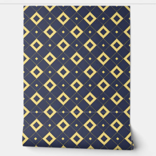 Moderne marine en gouden diamanten patroon behang