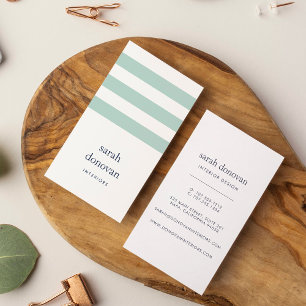 Moderne marine en mint Stripe Visitekaartje