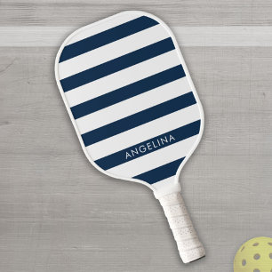 Moderne marine en White Striped Pattern Custom Nam Pickleball Paddle