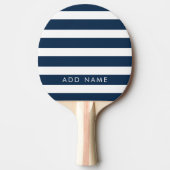 Moderne marine en White Striped Pattern Custom Nam Tafeltennisbatje (Voorkant)