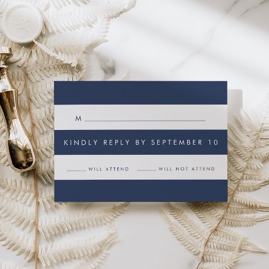 Moderne marine en witte strepe RSVP Kaartje