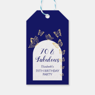 Moderne marine gouden vlinders Fabulous verjaardag Cadeaulabel