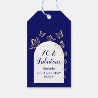 Moderne marine gouden vlinders Fabulous verjaardag Cadeaulabel