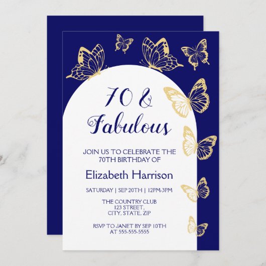 Moderne marine gouden vlinders Fabulous verjaardag Kaart (Voorkant / Achterkant)
