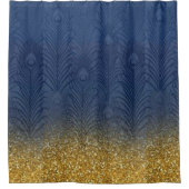 Moderne marine indigoblauw en Glitter Gold-doether Douchegordijn (Voorkant)