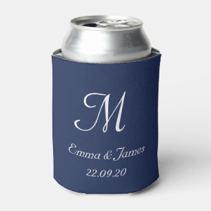 Moderne marine monogram trouwfeest favor blikjeskoeler