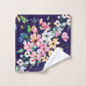Moderne marineachtige Blush Pink Floral Print Bad Handdoek (Wasdoekje)