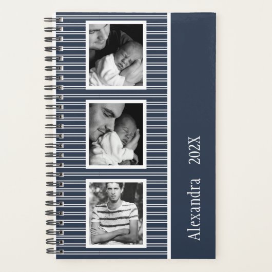 Moderne marineblauw 3 Foto 2023, aangepast Planner (Voorkant)