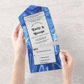 Moderne marineblauw Abstract olieverf All In One Uitnodiging (Afscheurbaar)