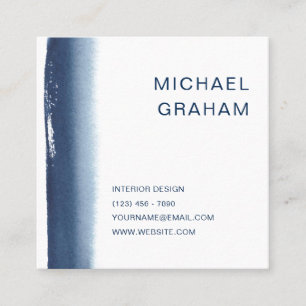 Moderne marineblauw elegante Waterverf Vierkante Visitekaartje