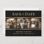 Moderne marineblauw en blush roze bruiloft foto save the date (Voorkant)