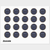 Moderne marineblauw en gouden bruiloft sticker (Vel)