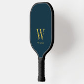 Moderne marineblauw en goudmonogrammen pickleball paddle (Links)