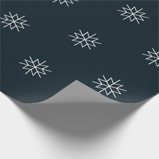 Moderne marineblauw en witte feestdag kerstster cadeaupapier (Hoek)