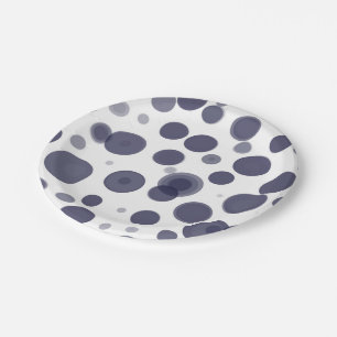 Moderne marineblauw en witte polka stip bubbels fe papieren bordje