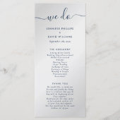 Moderne marineblauw en zilver we wedden programma (Voorkant)