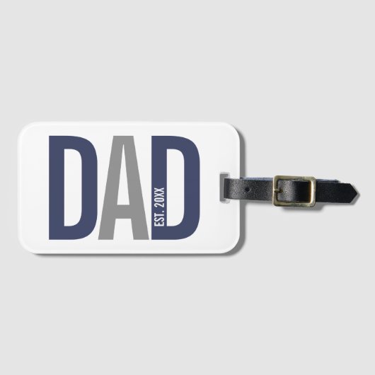 Moderne marineblauw gepersonaliseerd vader opgeric bagagelabel (Voorkant (horizontaal))