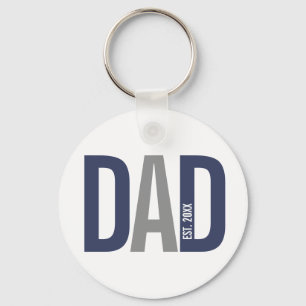 Moderne marineblauw gepersonaliseerd vader opgeric sleutelhanger