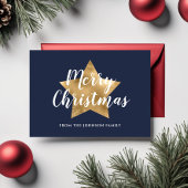 Moderne marineblauw goudster kerst briefkaart