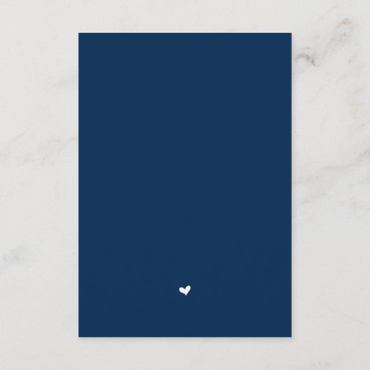 Moderne marineblauw kalligrafie, weddenschap met R Informatiekaartje (Achterkant)