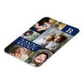 Moderne marineblauw kleurenblokfamilie foto-collag magneet (Linkerzijde)