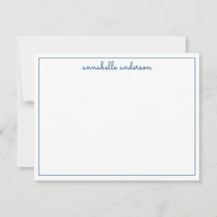 Moderne marineblauw-meisjeskalligrafie-grens notitiekaartje