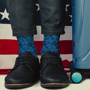 Moderne marineblauw printkaart Cool Geeky Sokken