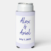 Moderne marineblauw, wit en lavender bruiloft (Seltzer Achterkant)