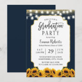 Moderne marineblauw zonnebloempel kaart (Voorkant / Achterkant)