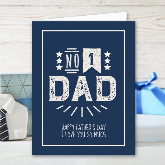 Moderne marineblauwe crème Beste Vaderdag Kaart