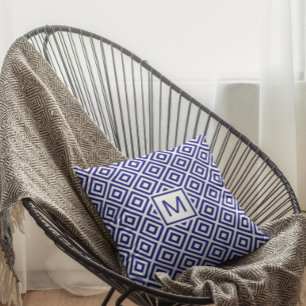 Moderne marineblauwe geometrische patroon kussen