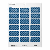 Moderne marineblauwe strepenpatroonfamilie etiket (Full Sheet)