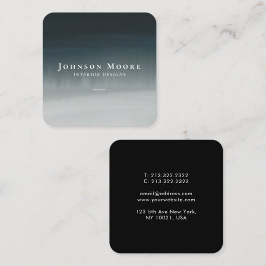 Moderne marineblauwe Waterverf Abstract Vierkante Visitekaartje (Voorkant / Achterkant)