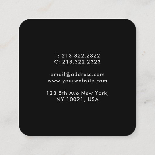 Moderne marineblauwe Waterverf Abstract Vierkante Visitekaartje (Achterkant)