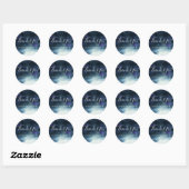 Moderne marineblauwe Waterverf | Dank u Ronde Sticker (Vel)