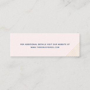 Moderne marinekaart & Blush Gold-lijnkaartje Mini Visitekaartje