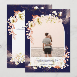 Moderne marinekoraal Floral PHOTO DANK U Bedankkaart