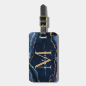 Moderne marinemonogram blauw goud geode Girly Bagagelabel (Voorkant verticaal)